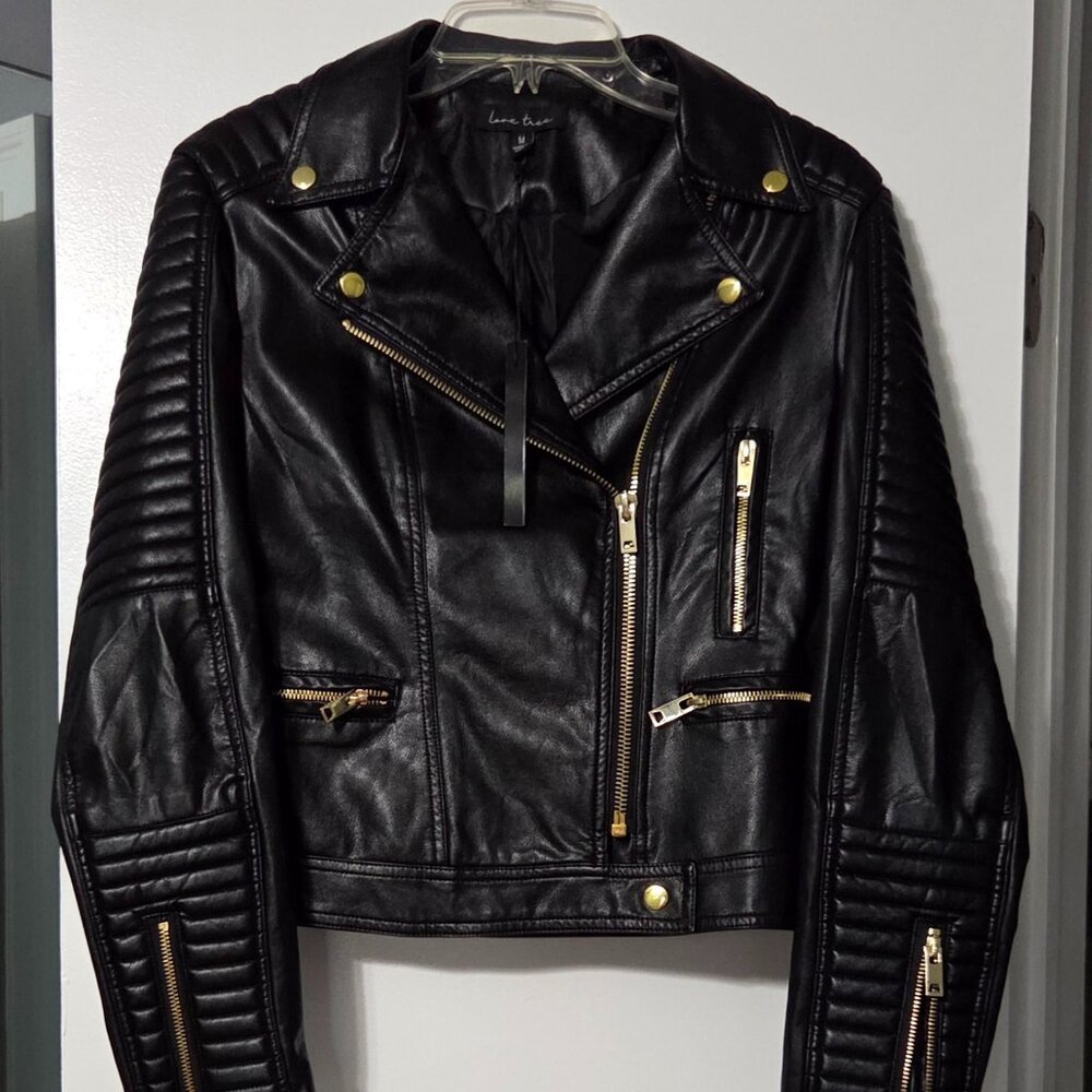 NWT Black faux leather jacket - medium